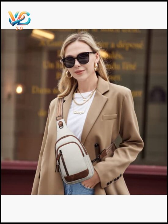 Leather Sling Backpack Crossbody Bag Multi-Pocket Chest Bag Shoulder Bag main image 7